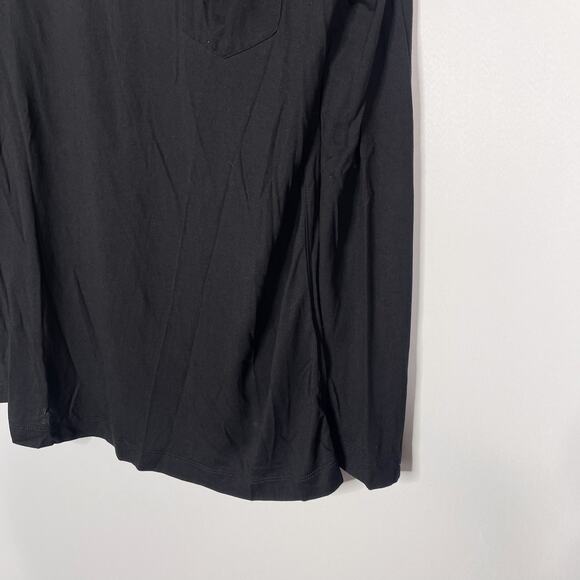 Everlane Womens Medium Black Chest Pocket Long Sleeve Tee Crew Neck Rayon Basic - Picture 3 of 8